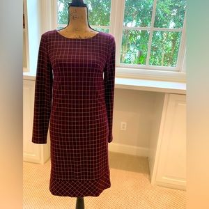 Burgundy checkered dress XS
